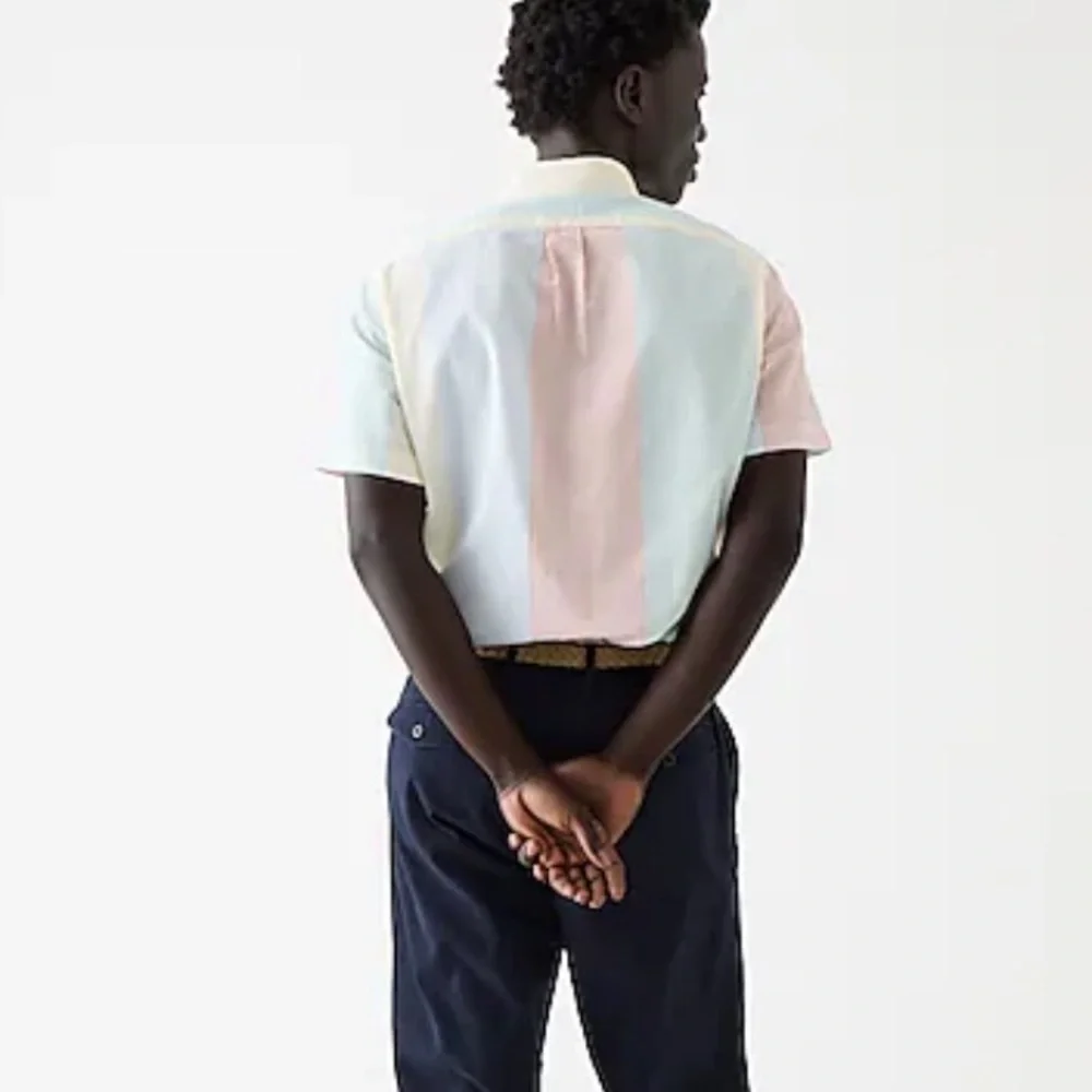 J crew short sleeve yarn dyed seersucker shirt runonrun stripe